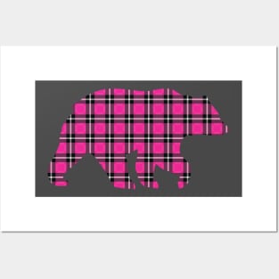 Pink Plaid Bear Posters and Art